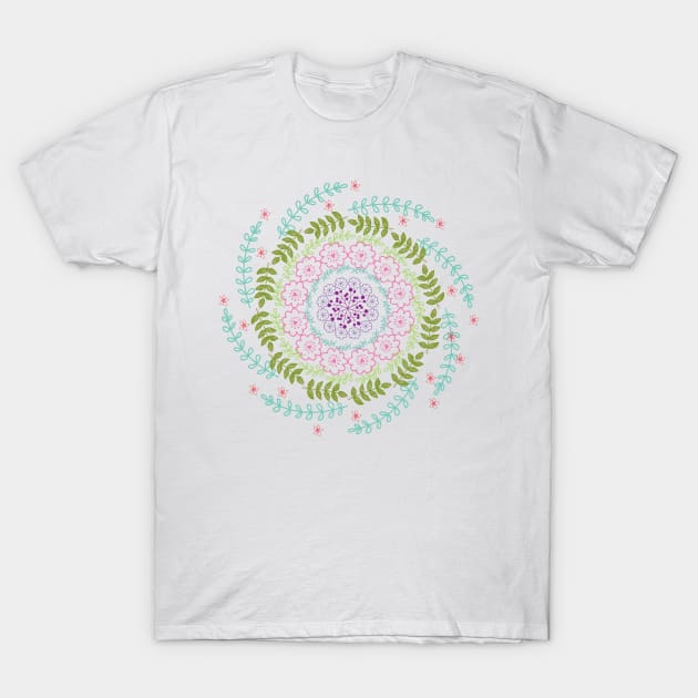 Spring Bursting Flowers Mandala T-Shirt by emma17